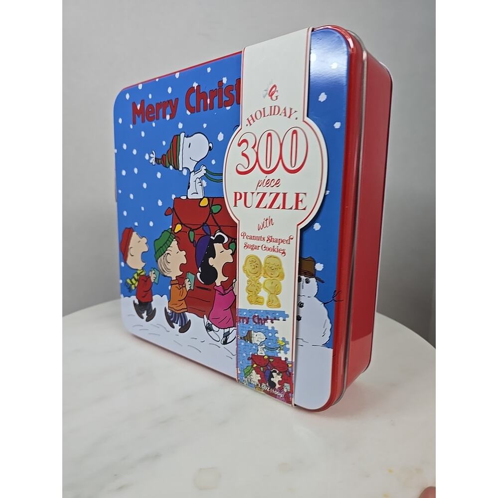 Peanuts 300 Piece Collector’s Tin Jigsaw Puzzle w/ Peanuts Shaped Sugar Cookies